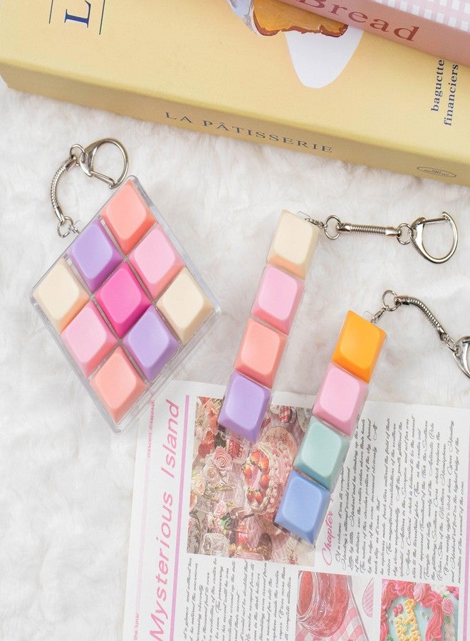 Gliging 3 Pcs Keyboard Fidget Toy, Colorful Loud Fidget Keyboard Keychain 4-in-1 Keyboard Clicker Fidget Toy Stress Relief, 9Key Fidget Clicker Toys for Anxiety Decompression (Orange Pink) - Image 2